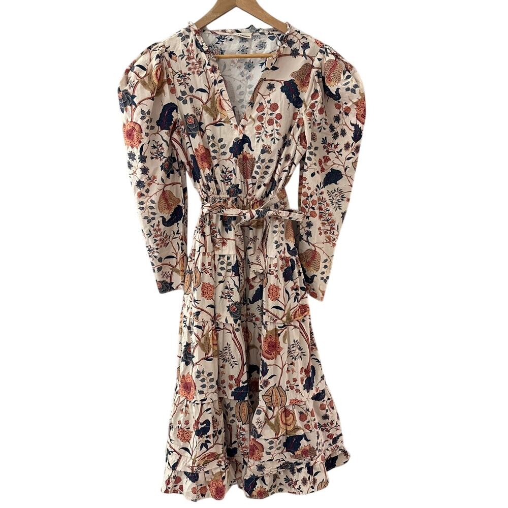 Ulla Johnson Nanette Poplin Midi Dress Daisy Tree of Life Print Size Large - Picture 5 of 12